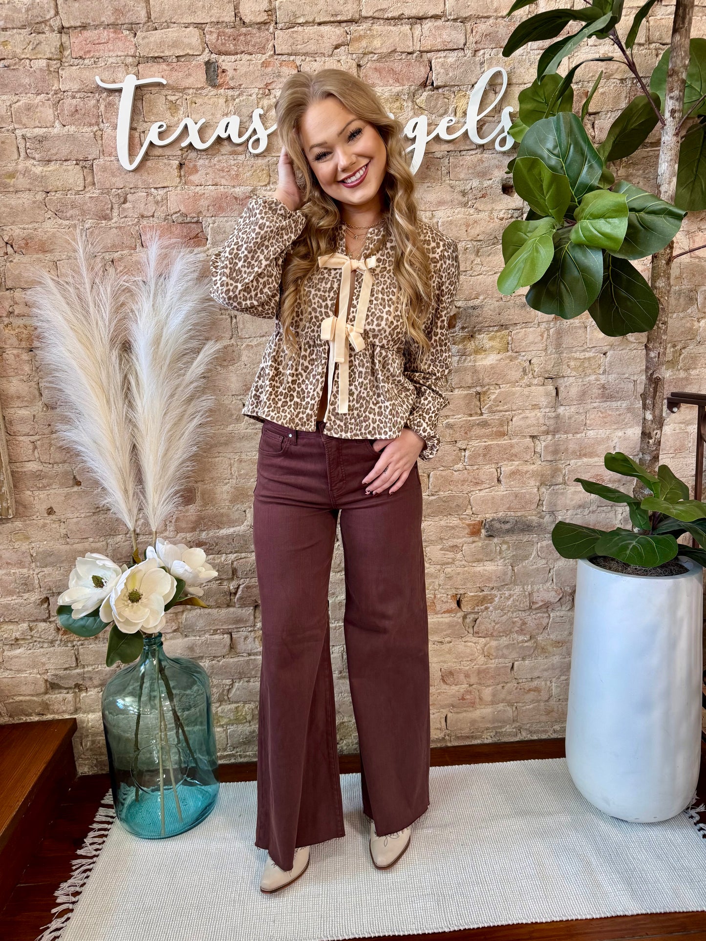 Never Leavin' You Leopard Print Blouse