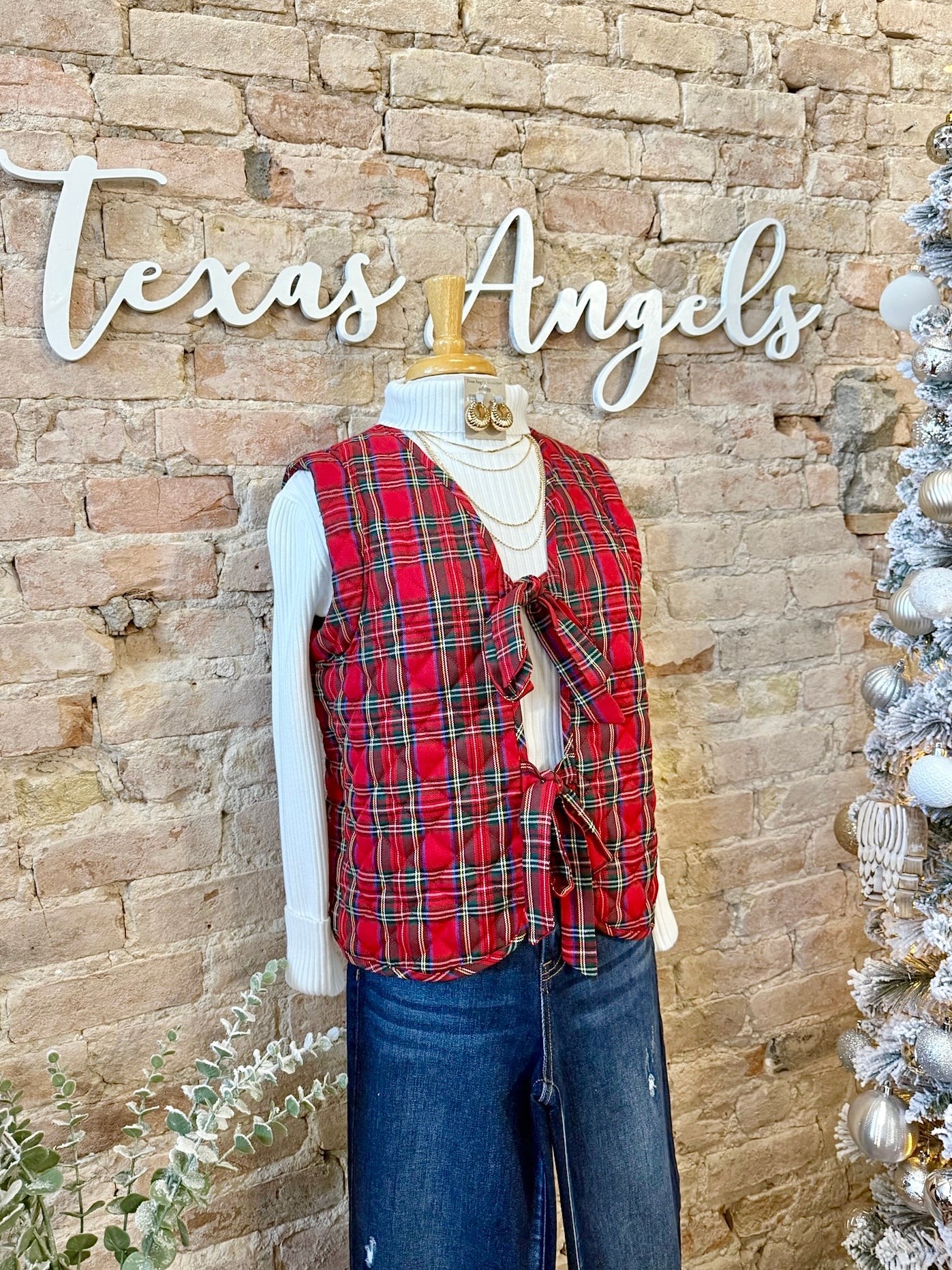 A Very Merry Christmas Red Plaid Quilted Vest