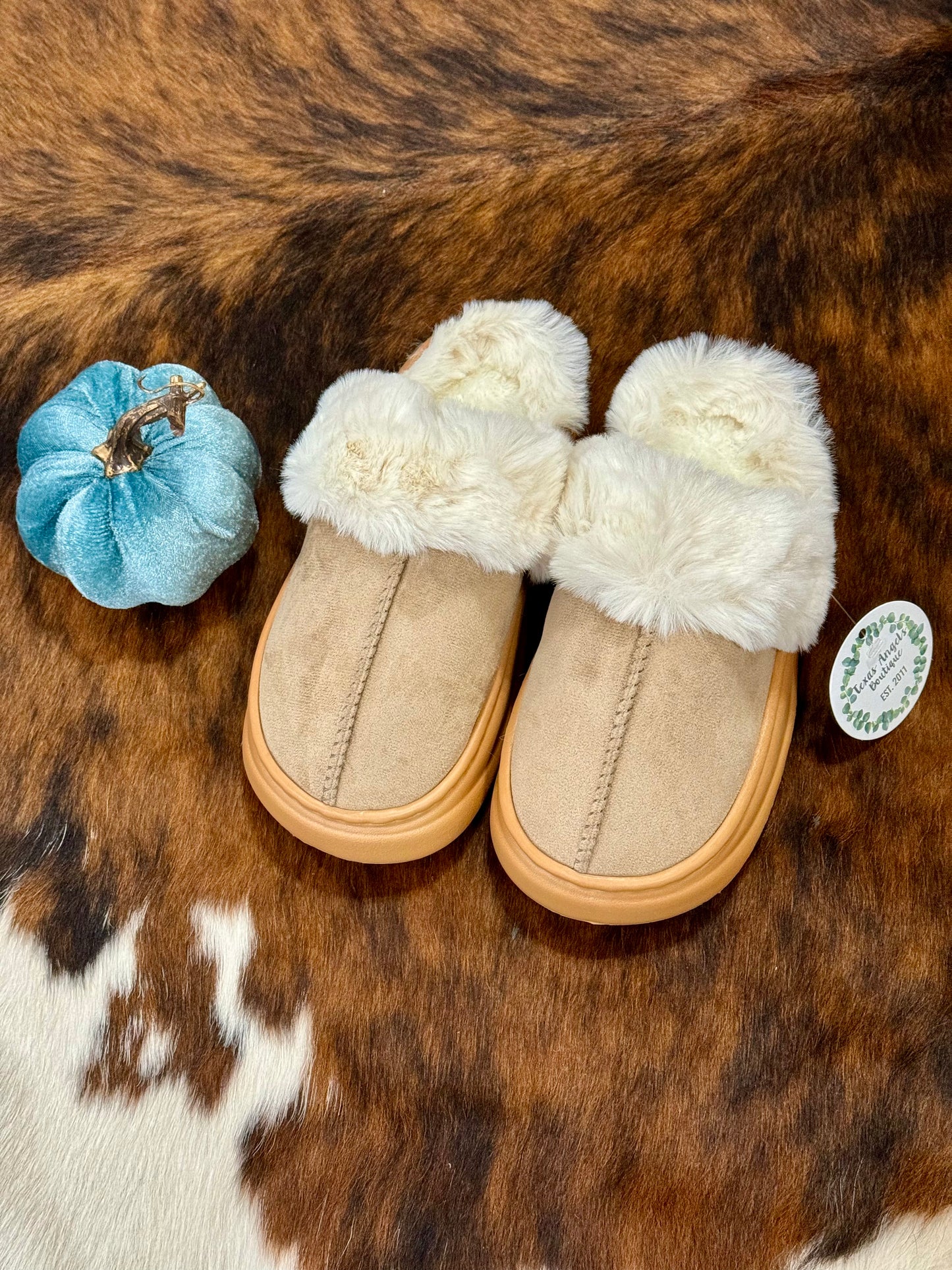 Cozy Girlie Taupe House Slippers