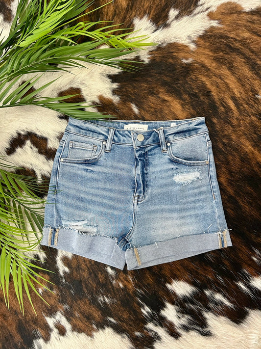 Ocean Breeze Light Wash Risen Shorts