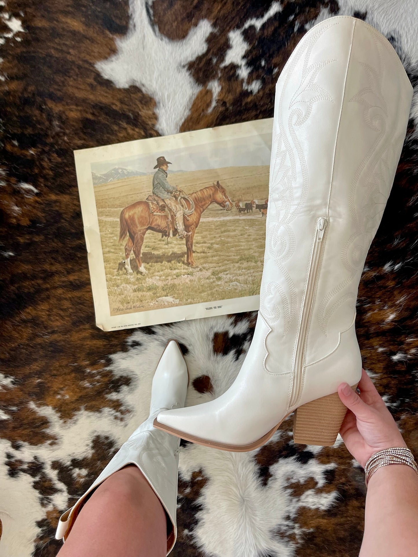 Wildflowers & Wild Horses White Boots