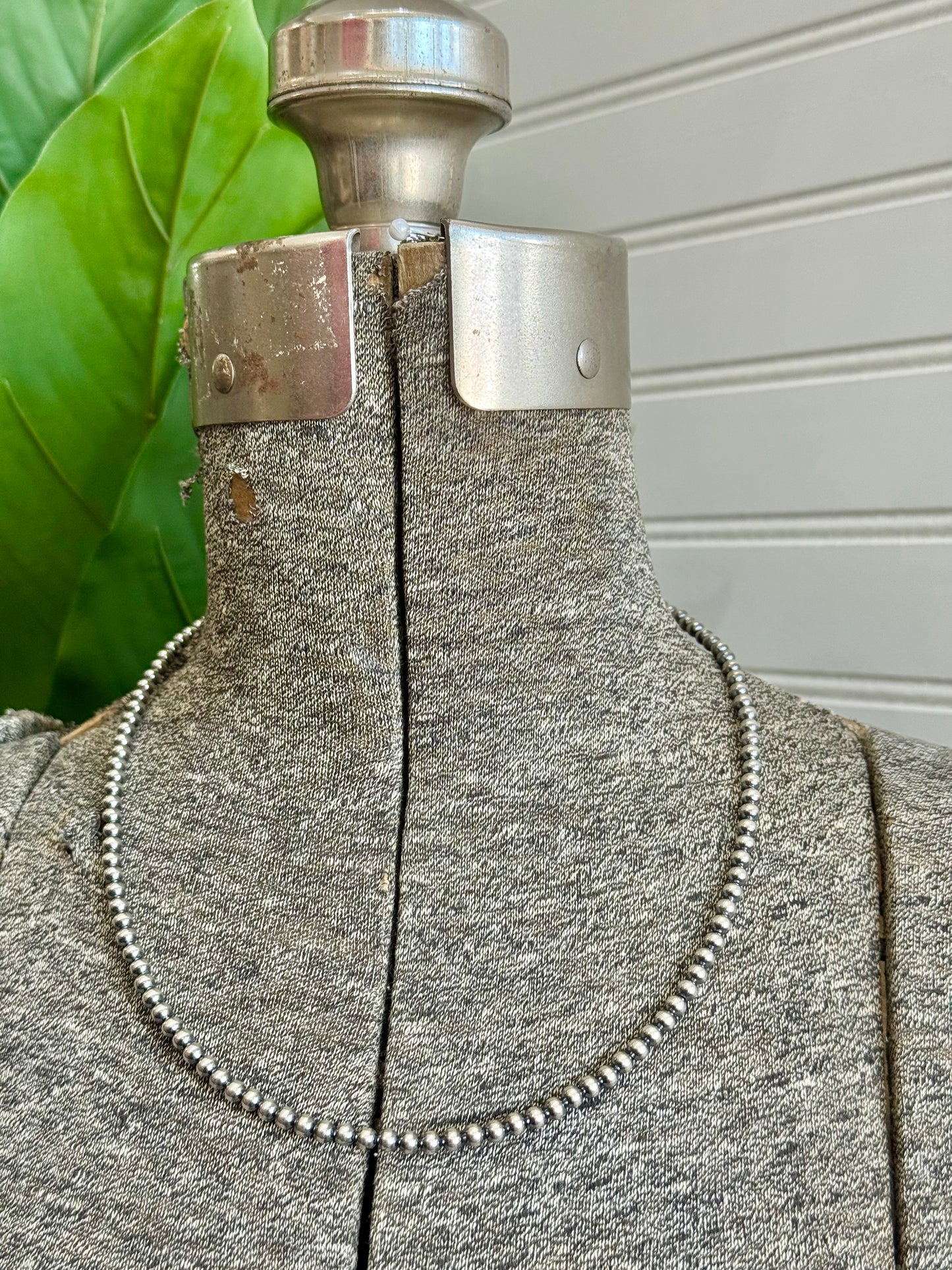 4MM Sterling Silver Navajo Pearls Necklace