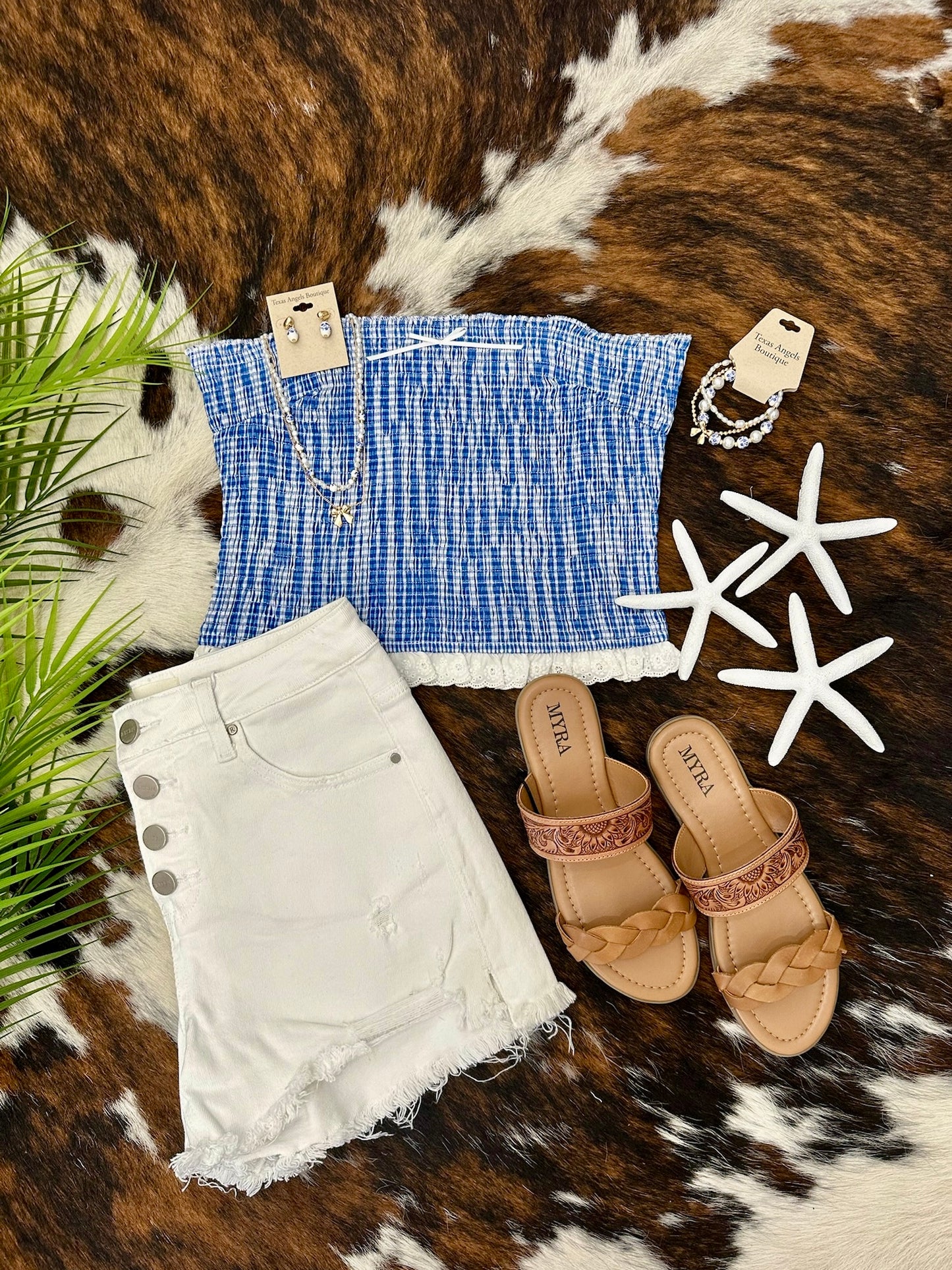 Home Of The Brave Blue Striped Strapless Top