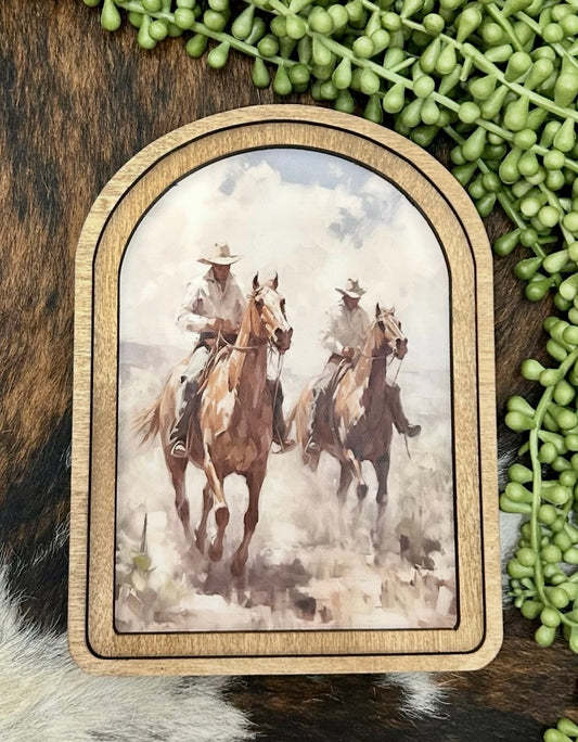 Arched Wild West Cowboys Canvas Decor