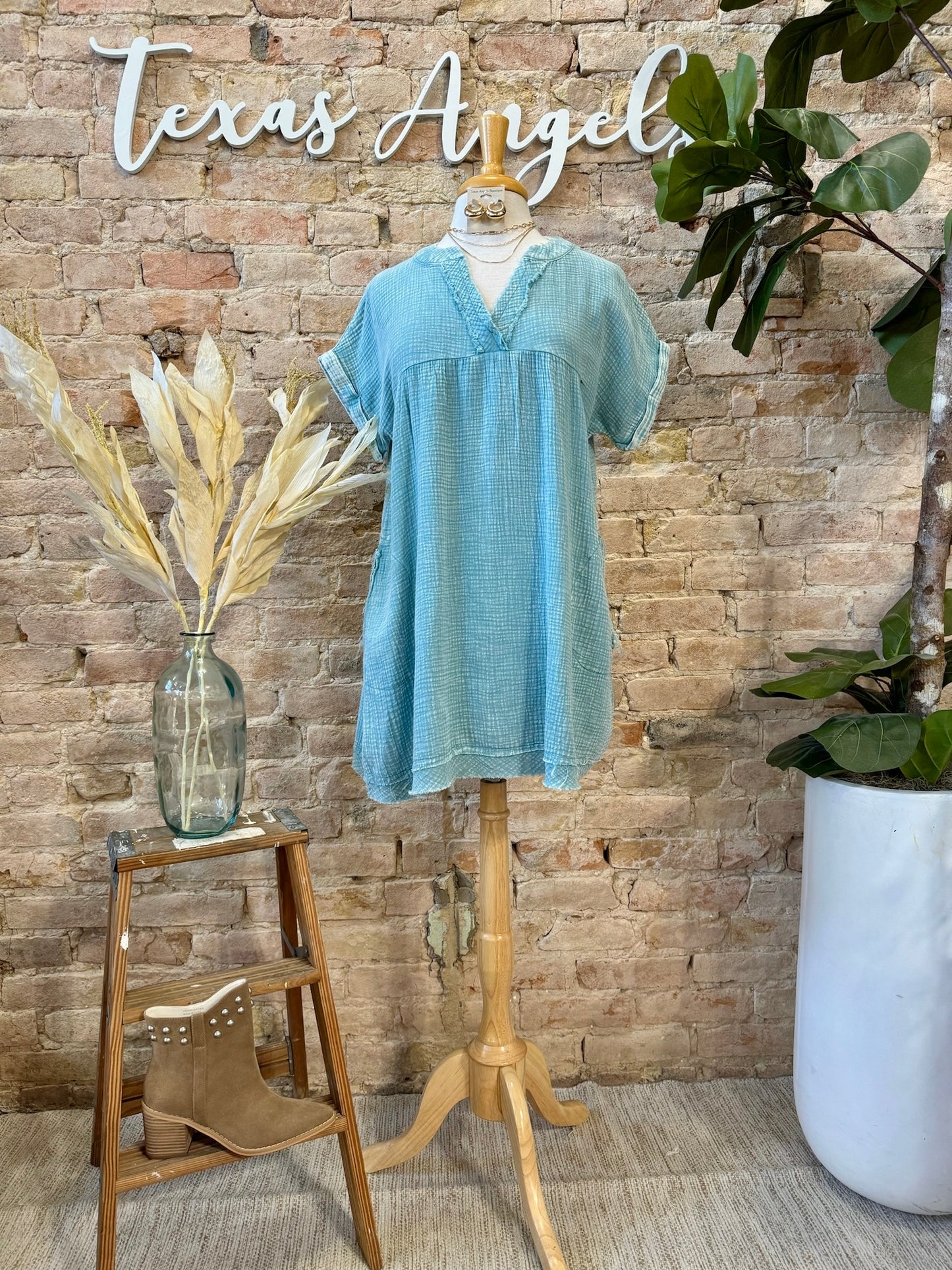 40% Off - Deep In The Heart Of Texas Teal Dress