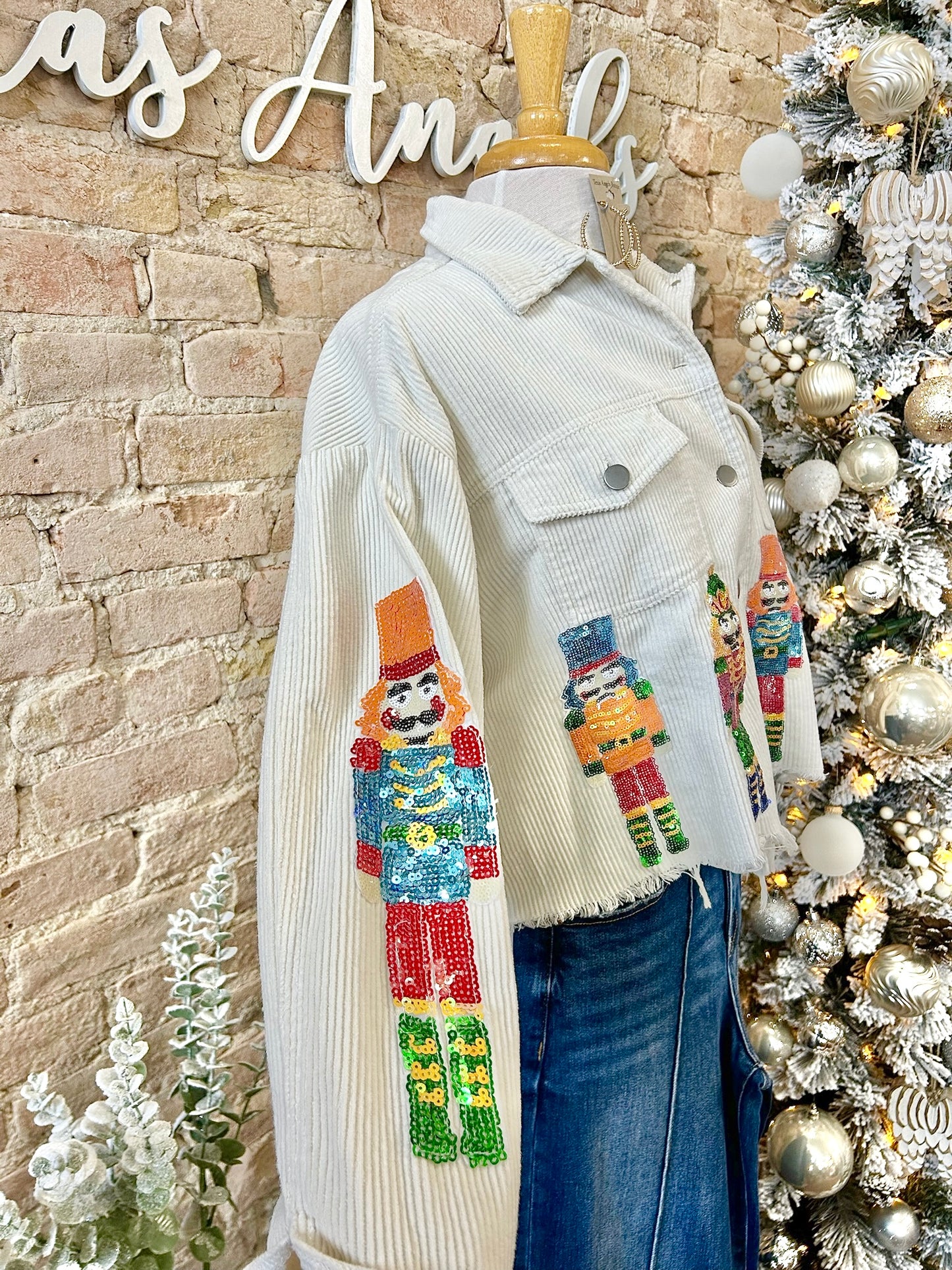 Straight To The North Pole Sequin Nutcracker Corduroy Jacket