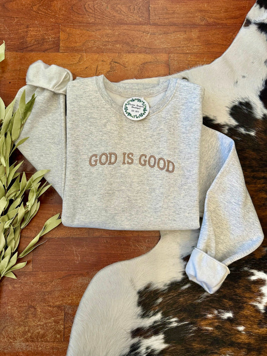 RESTOCK Oatmeal God Is Good Sweatshirt