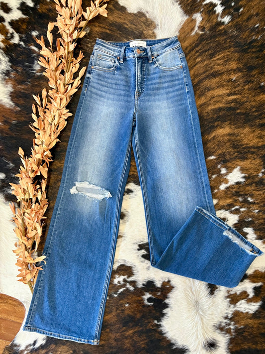 Worth The Drive Wide Leg Risen Jeans