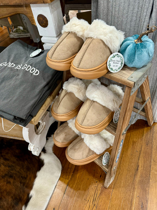 Cozy Girlie Taupe House Slippers