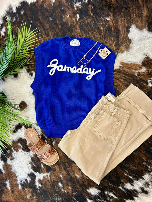 Let's Tailgate Royal Blue Gameday Knit Top