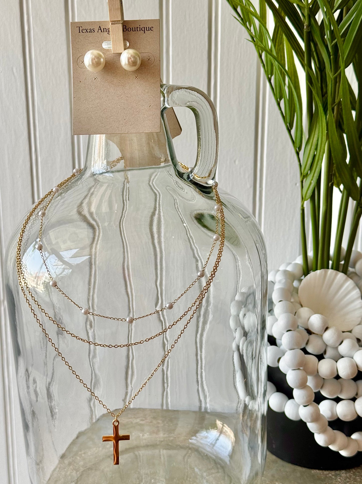 Gold Cross Layered Necklace