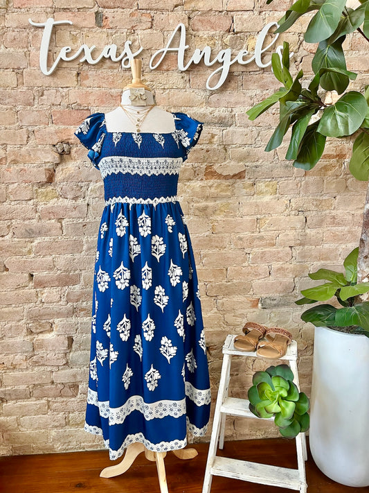 Vacation Bound Navy Boho Maxi Dress