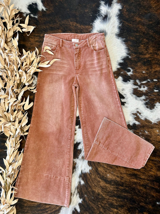See You Around Rust Corduroy Pants