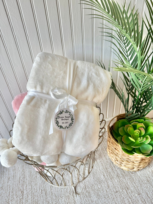 Cream Pom Pom Blanket