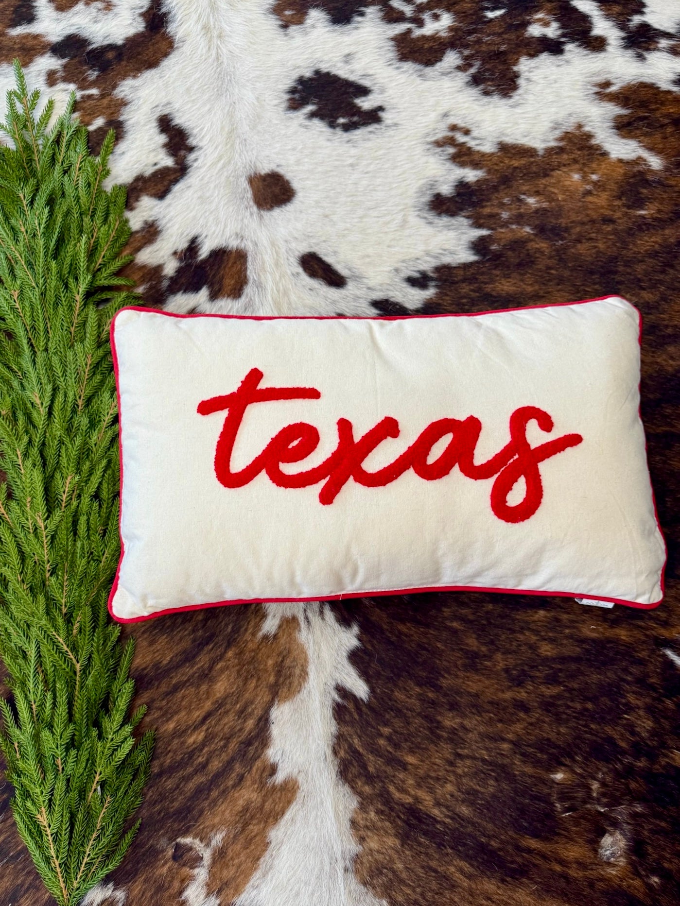 Red Embroidered Texas Pillow
