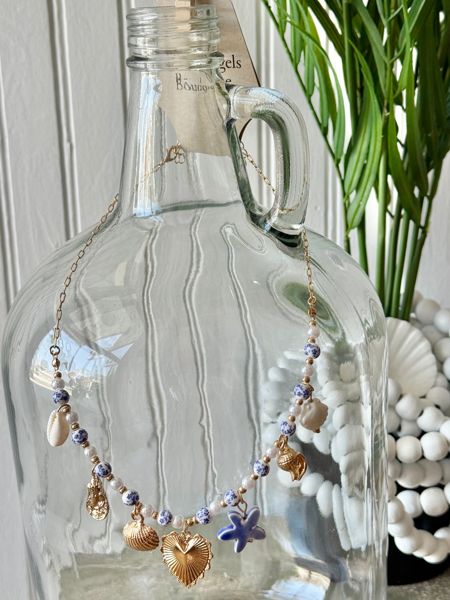 Blue Willow Gold Sea Charm Necklace