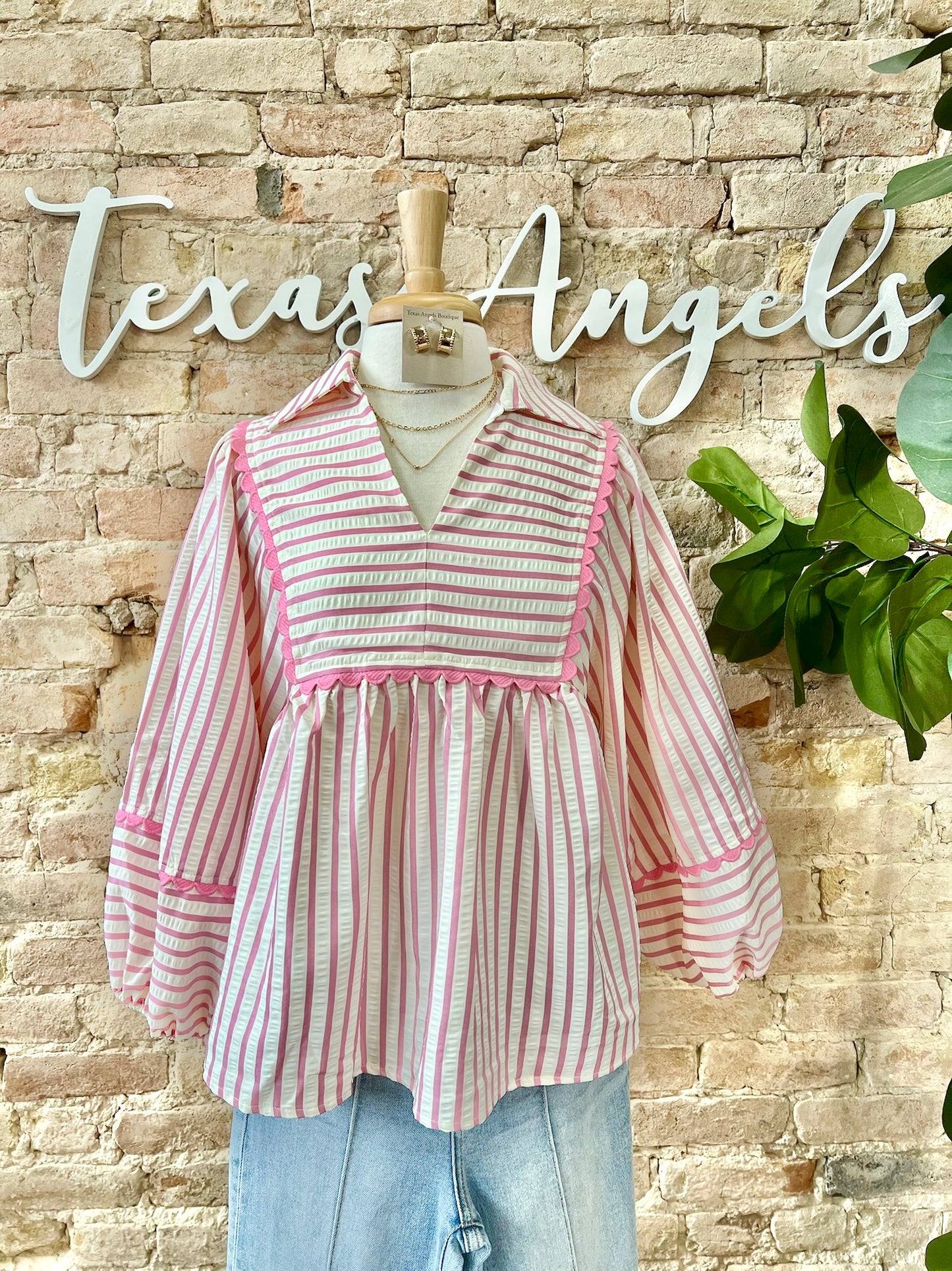 A Real Beauty Pink Striped Blouse