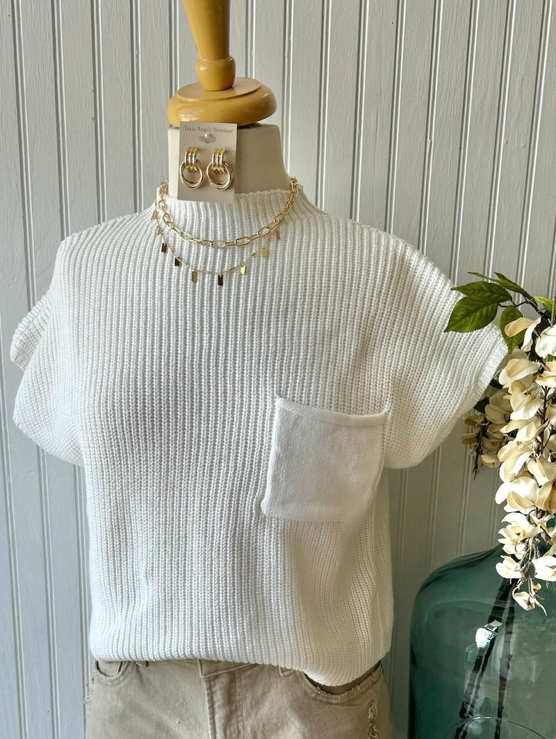 RESTOCK Know It All Ivory Knit Top