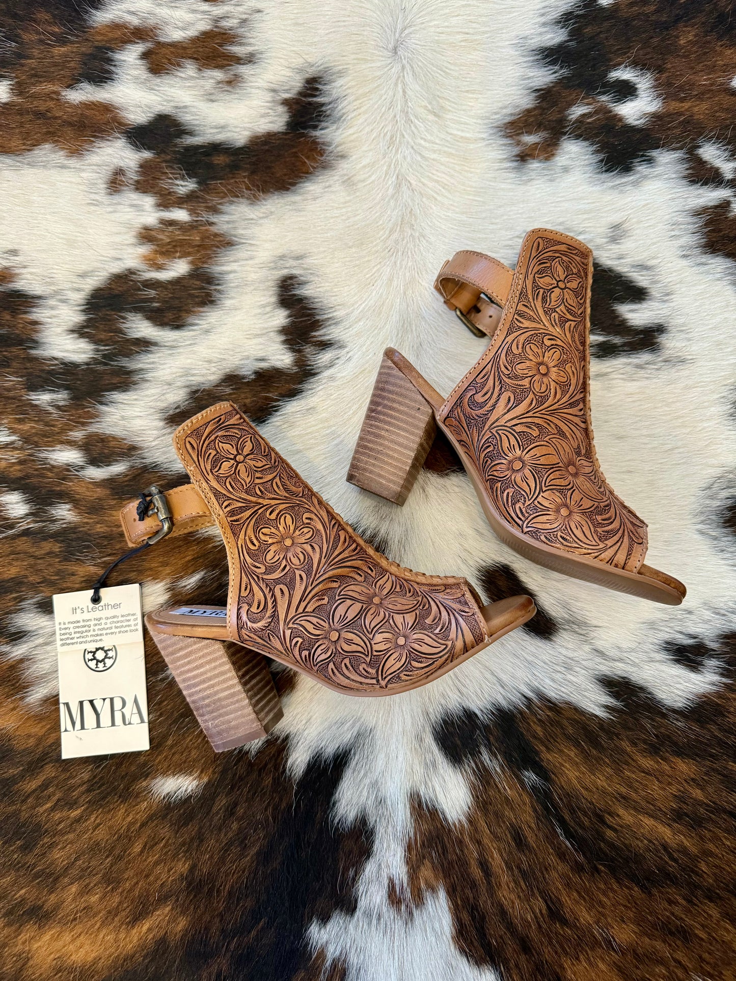 40% Off - MYRA Tooled Leather Heels