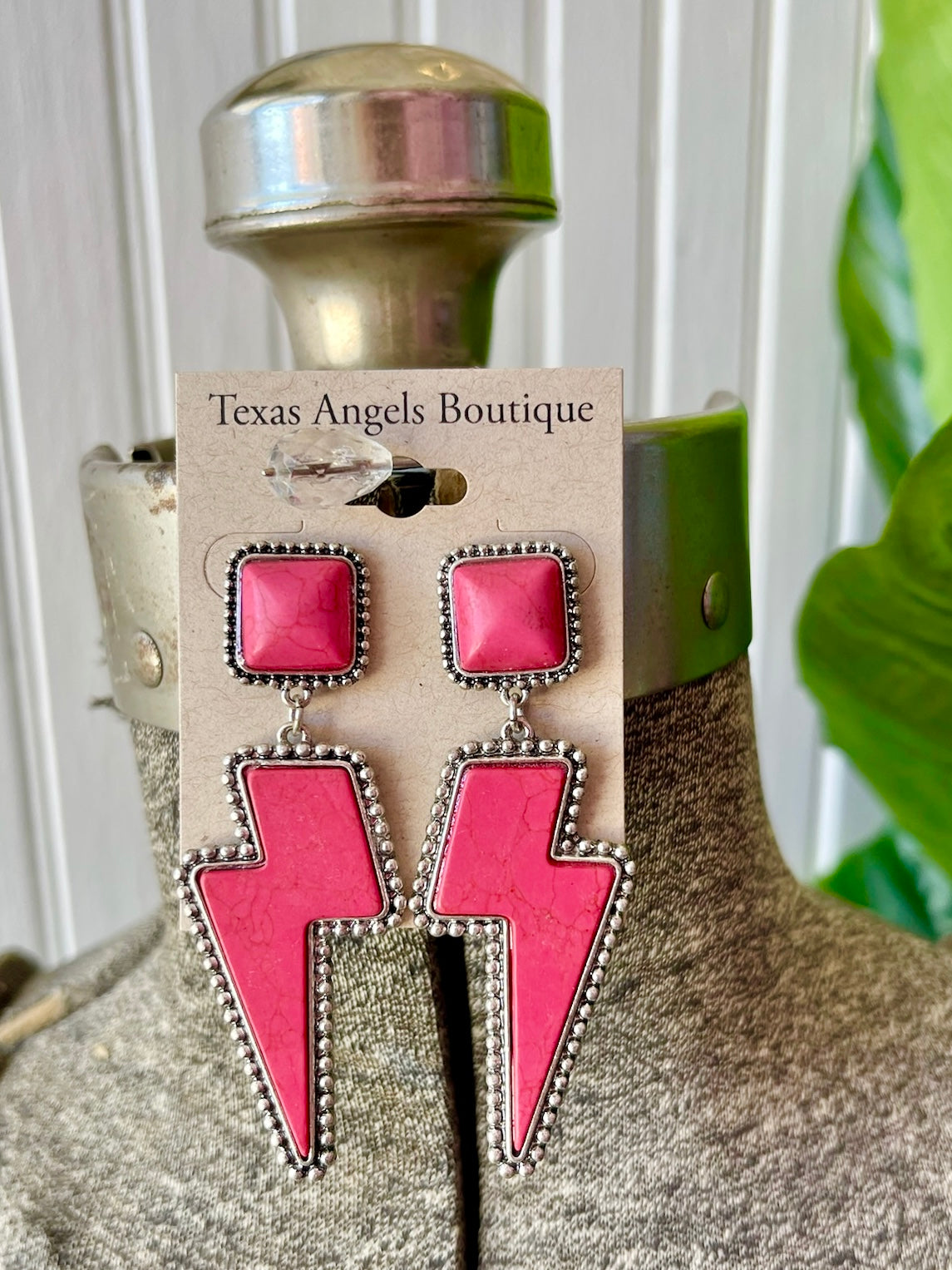 Hot Pink Lightning Bolt Earrings