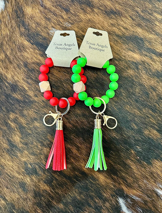 Beaded Silicone Tassel Keychain