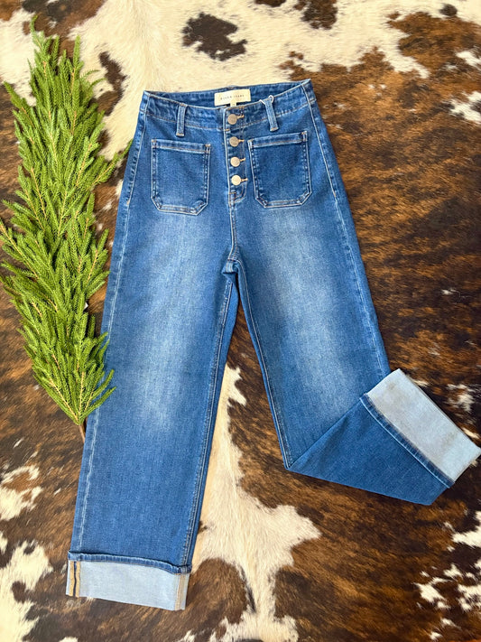 RESTOCK We Can Hope Wide Leg Risen Jeans