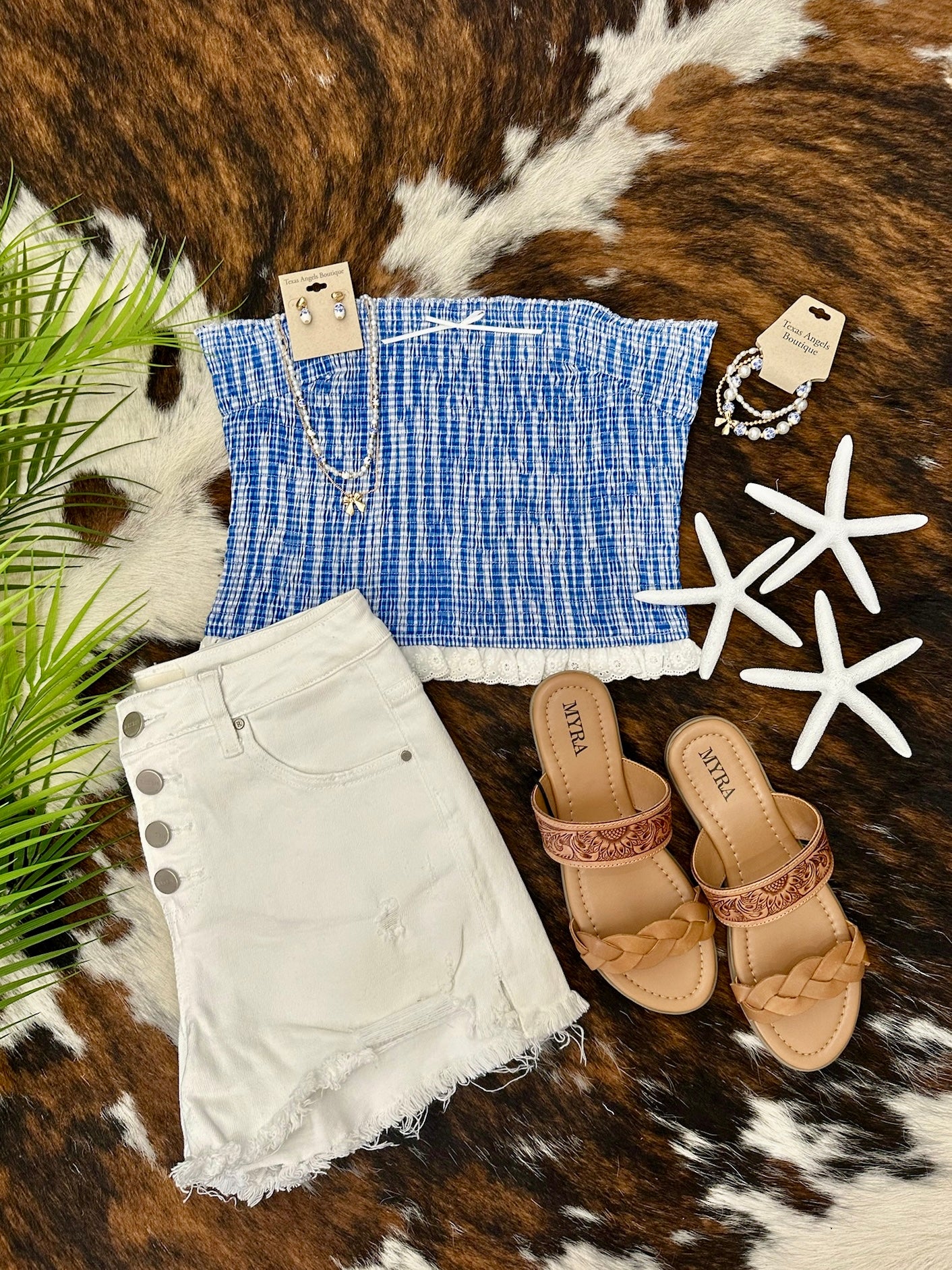 Home Of The Brave Blue Striped Strapless Top