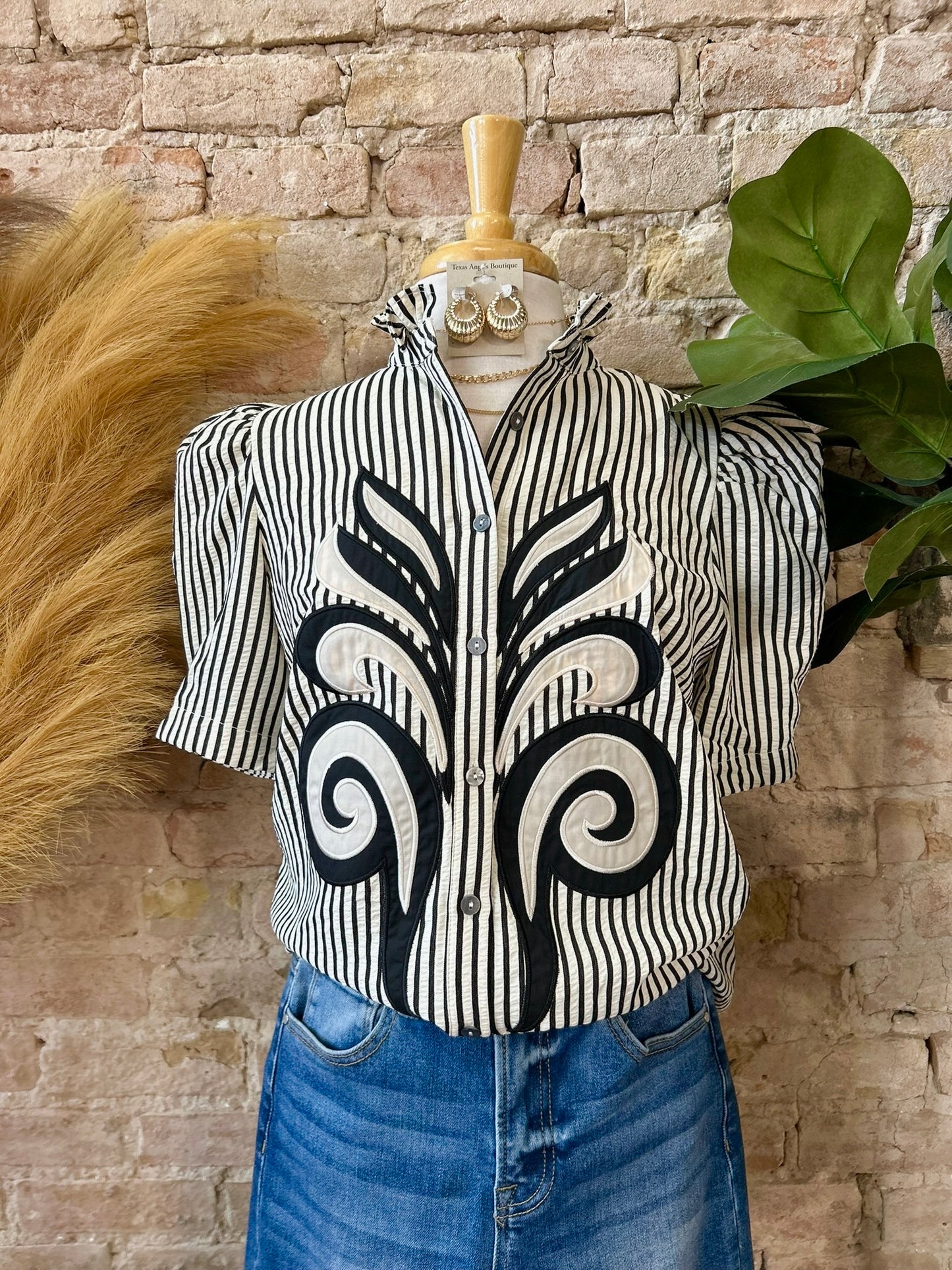 Make A Statement Black Striped Blouse
