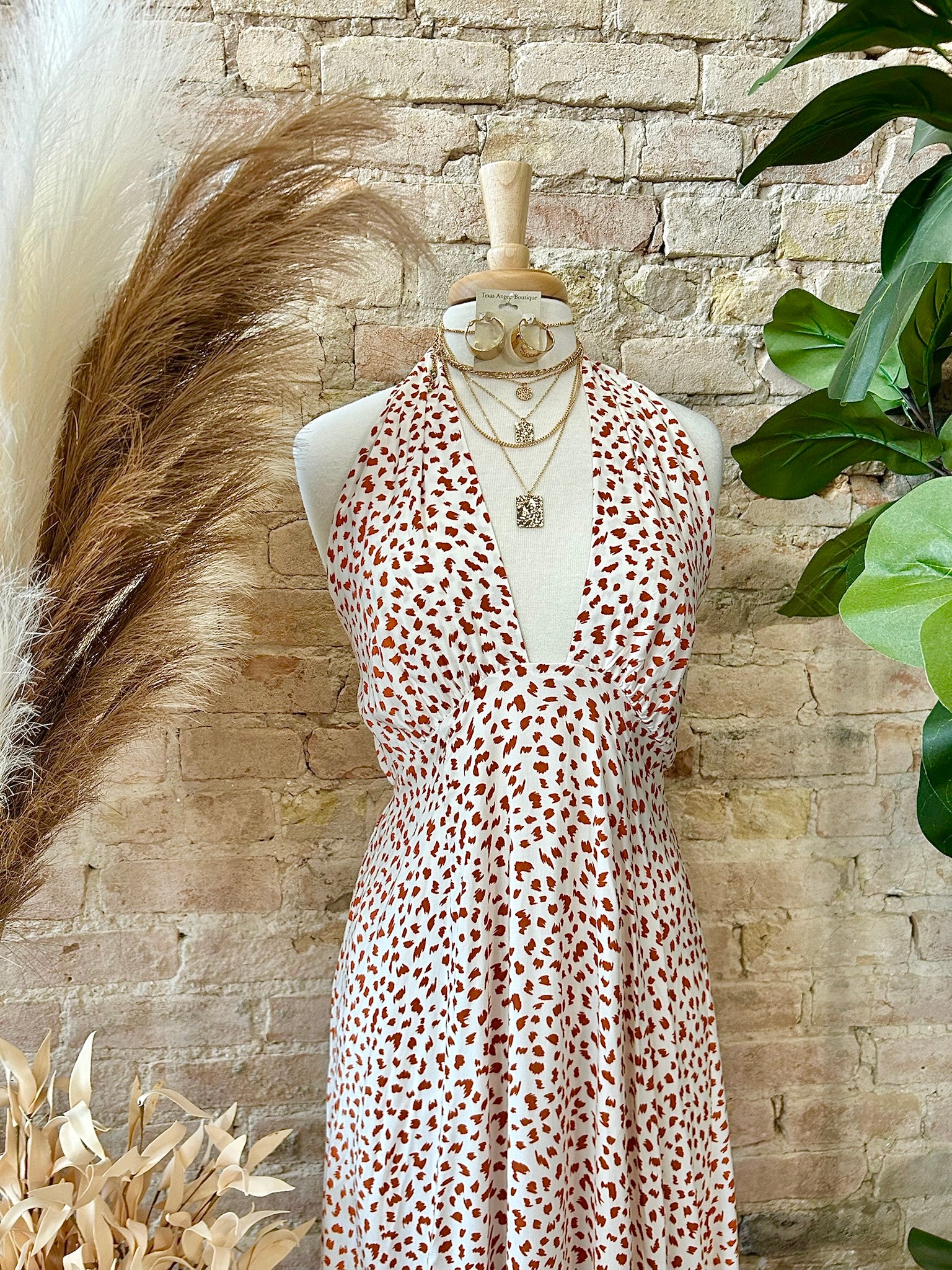 50% Off - Sunflower Savanna Jane Printed Halter Maxi Texas Angels 50% Off - Sunflower Savanna Jane Printed Halter Maxi Texas Angels