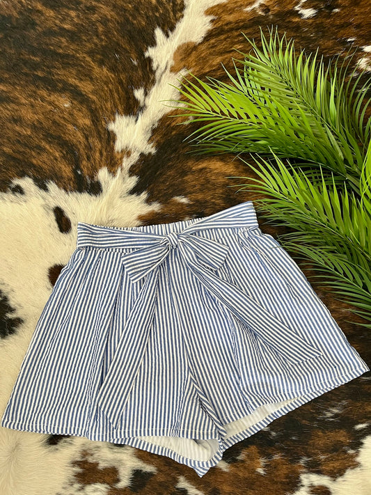 40% Off - Never Settle Blue Striped Shorts