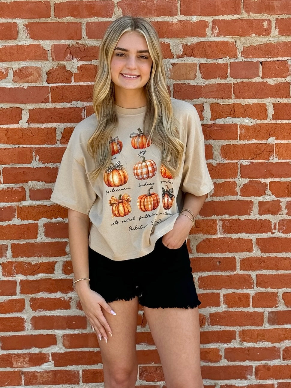 50% Off - Tan Pumpkin Graphic Tee