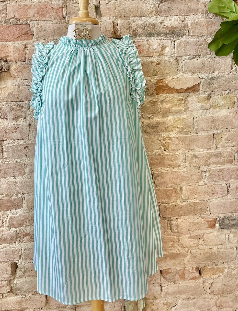 40% Off - Sage Striped Dress