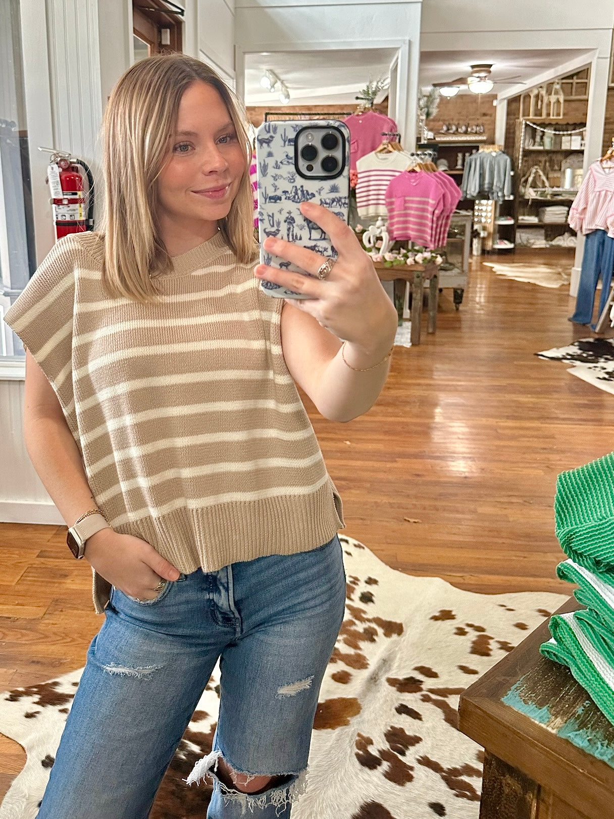 Someone Special Taupe Striped Top