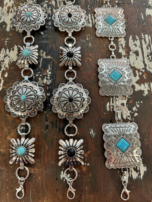 Turquoise/Silver Concho Belt