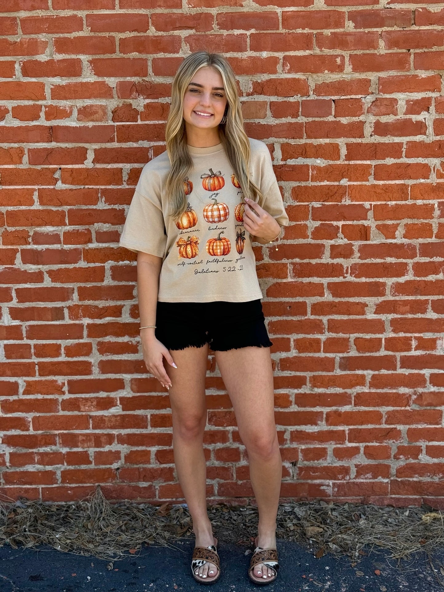 50% Off - Tan Pumpkin Graphic Tee