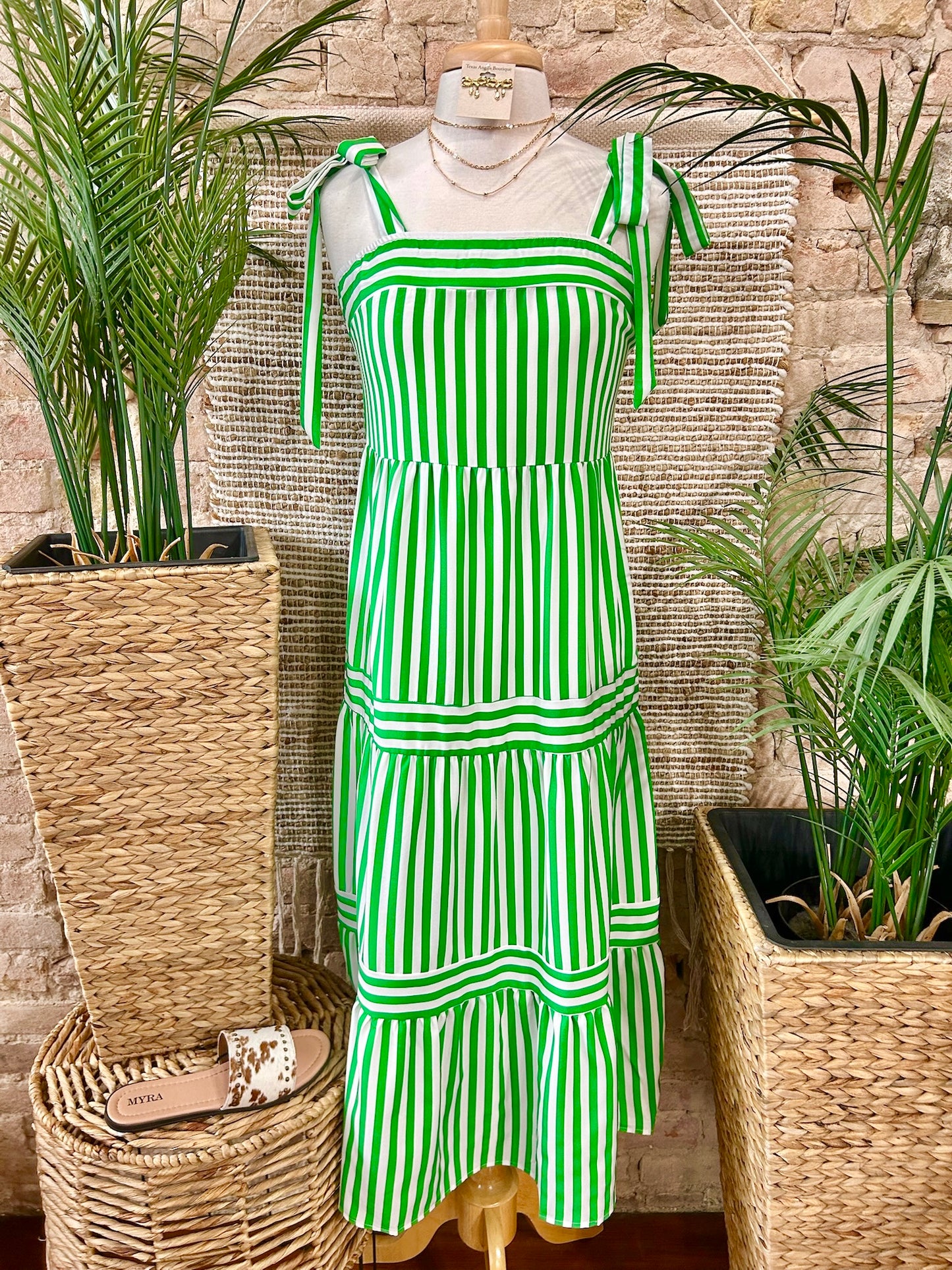Must've Missed You Green Striped Maxi Dress