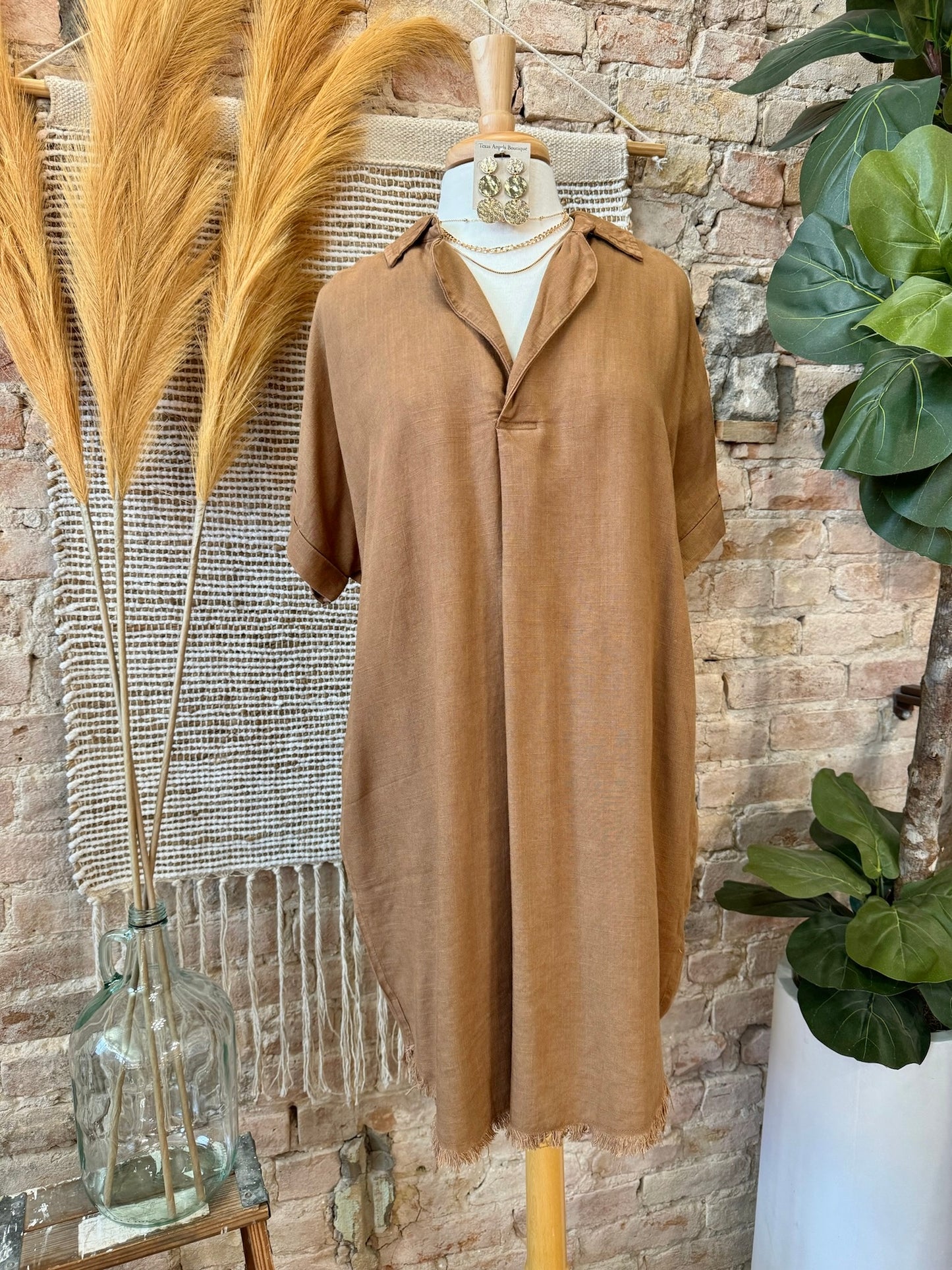 Down To Earth Camel Dress