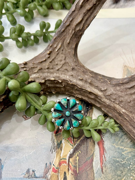 Sterling Silver Kingman Adjustable Cluster Ring
