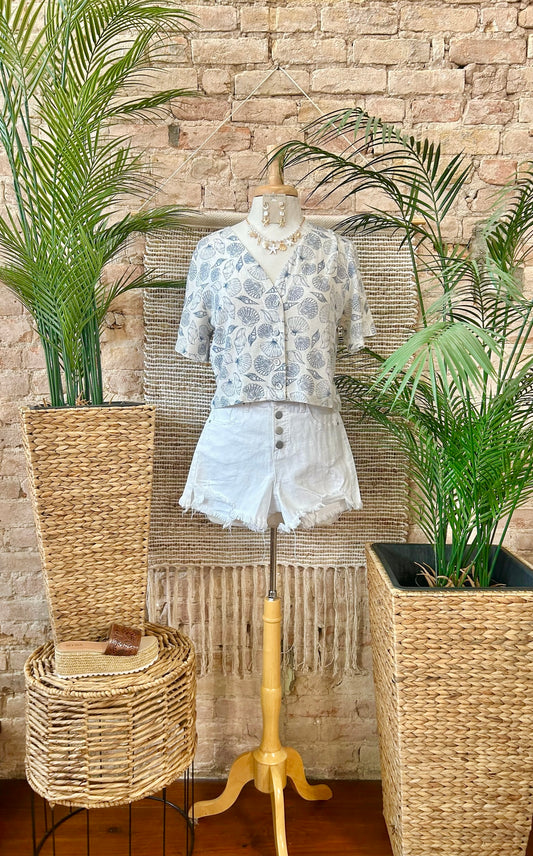 Shore Thing Sea Shell Linen Top