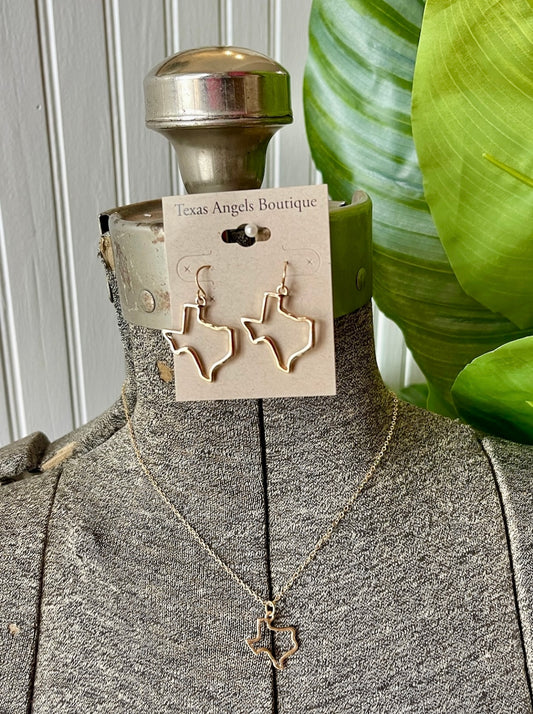 Gold Texas Earrings & Necklace