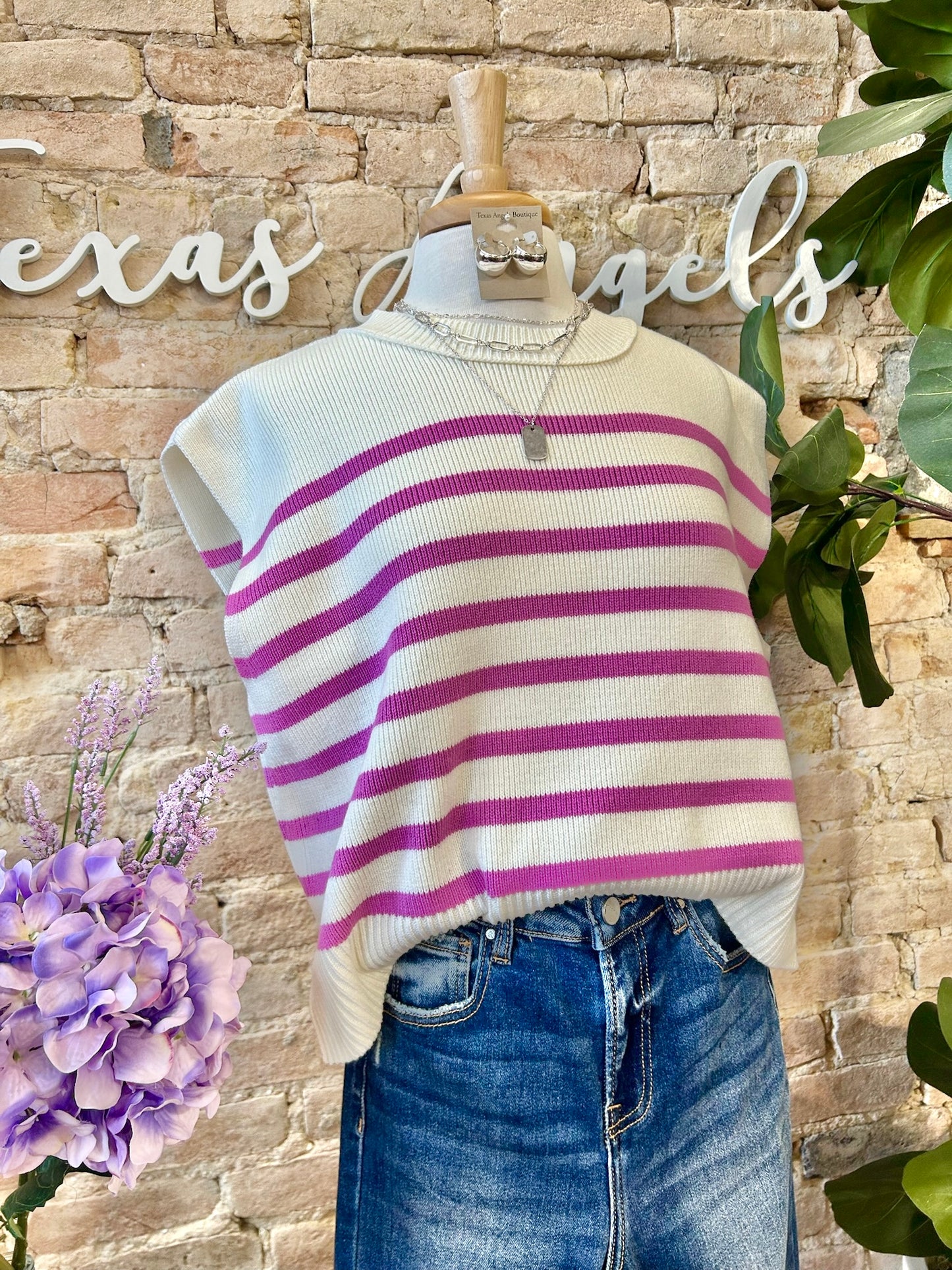 Stay Around For Awhile Pink Striped Top