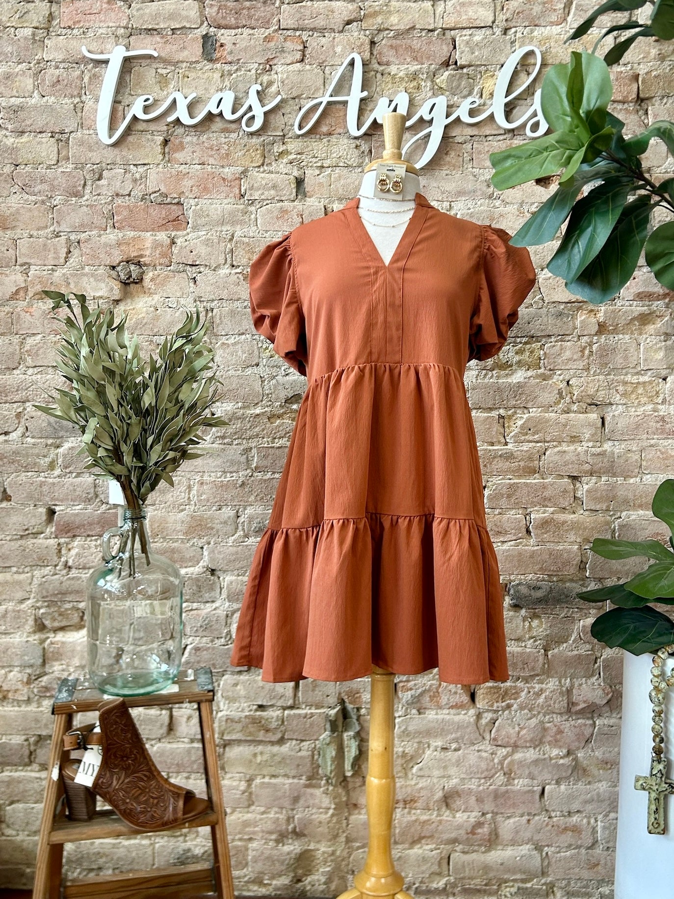 Romantic Getaway Rust Dress