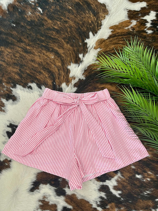 Never Settle Pink Striped Shorts