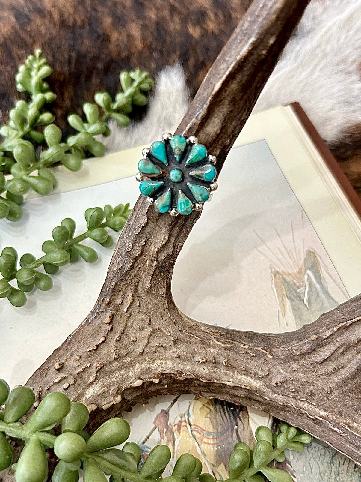 Sterling Silver Kingman Adjustable Cluster Ring