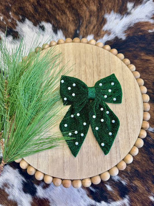 Don’t Be A Grinch Green Pearl Bow