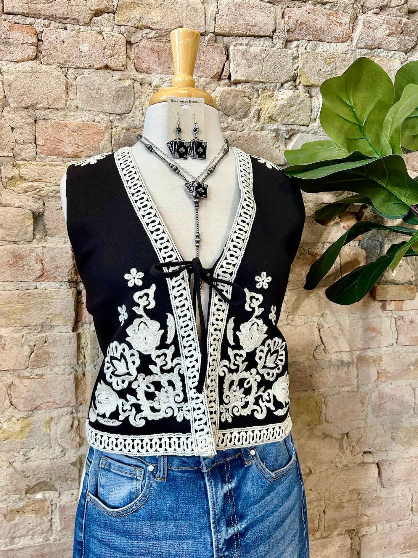 Easier Said Than Done Black Embroidered Vest
