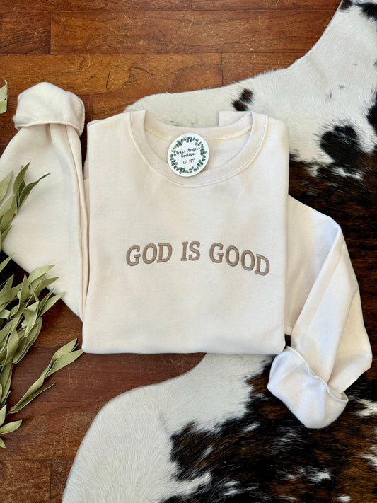 RESTOCK Cream God Is Good Sweatshirt