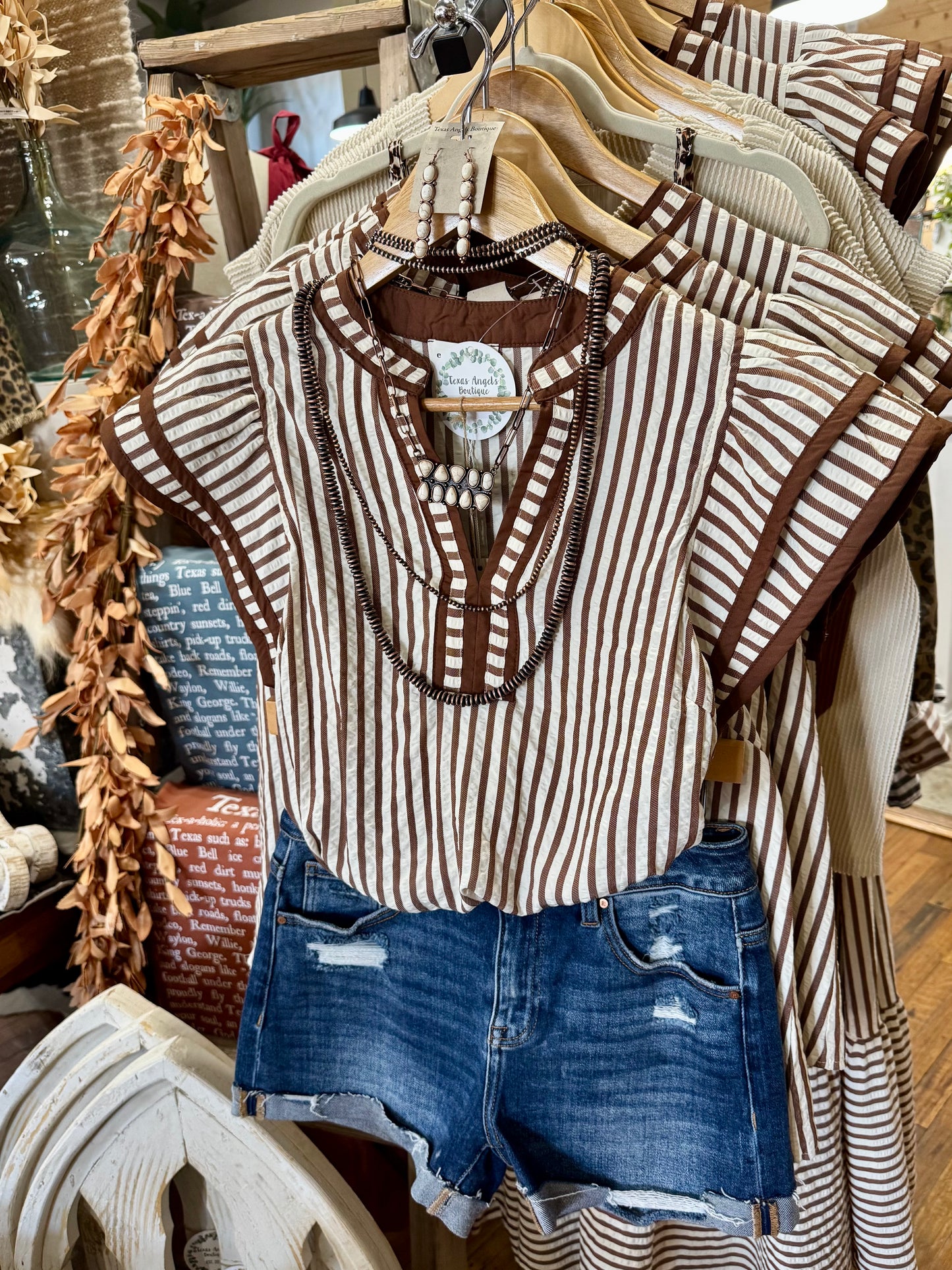 Never Been Better Brown Striped Blouse