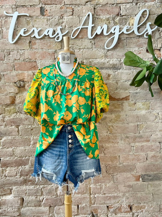 Go Getter Green Embroidered Blouse