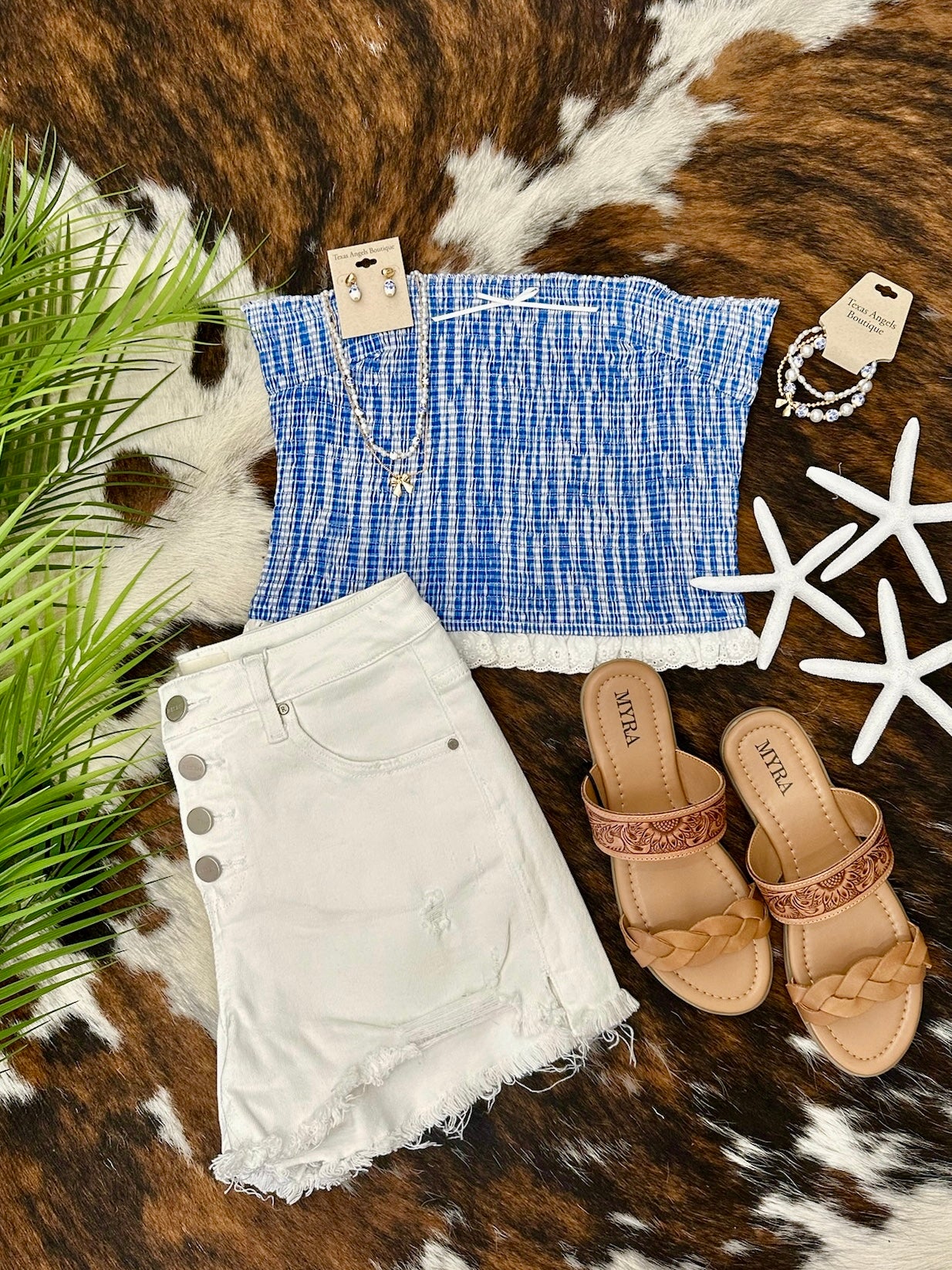 Home Of The Brave Blue Striped Strapless Top